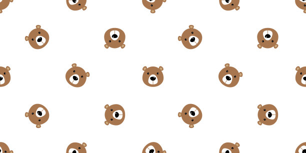 熊无缝矢量图案北极熊熊猫泰迪孤立的背景重复壁纸卡通涂鸦棕色图片下载
