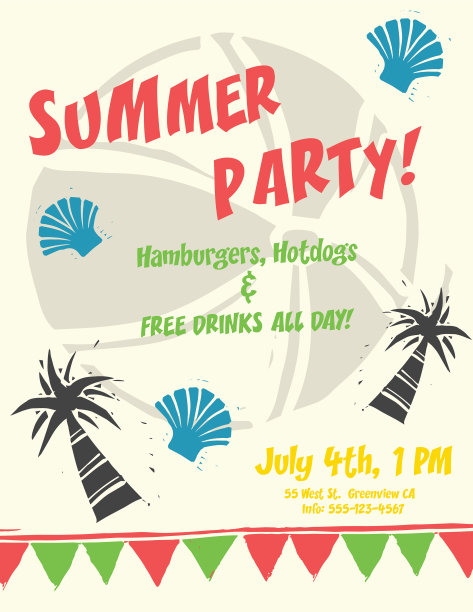 夏季派对邀请函图片下载
