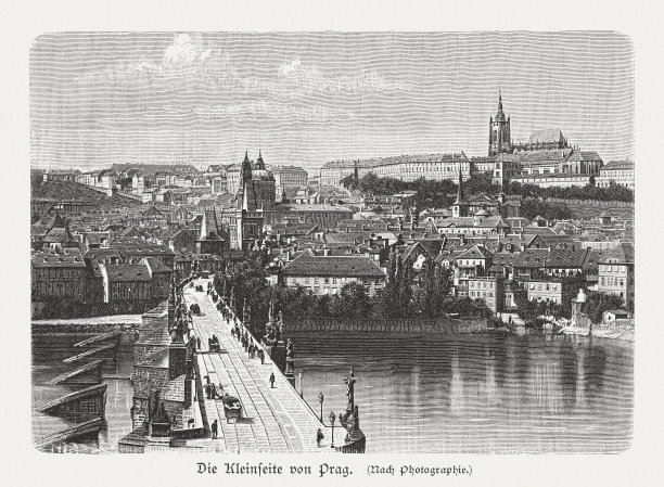 查理·布里奇和马拉·斯特拉纳，捷克共和国布拉格，1897年出版图片下载