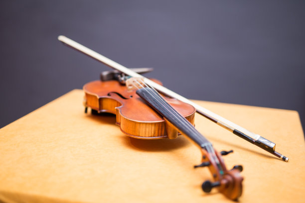 小提琴在桌子上。关闭了。图片下载