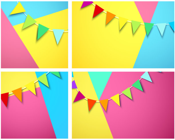 节日背景与彩旗花环。图片下载