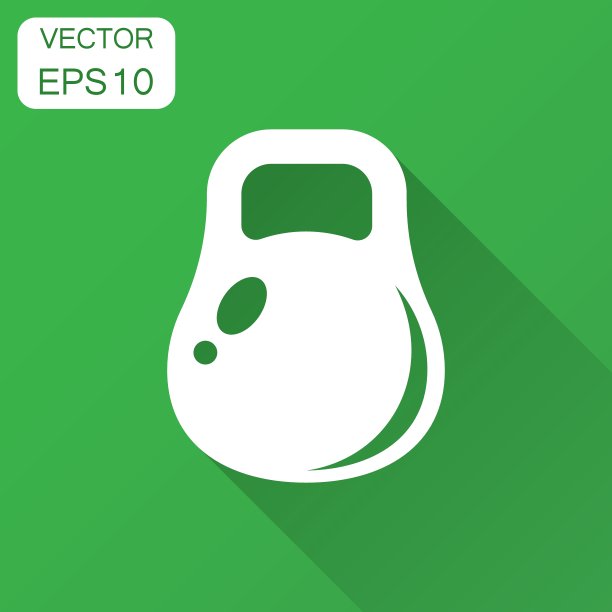 扁平式哑铃健身馆。杠铃插图与长阴影。健身运动的概念。图片下载