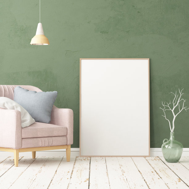 内饰有扶手椅。北欧风格。三维渲染图片下载