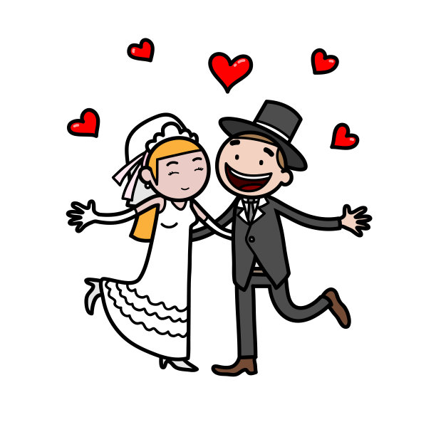新婚夫妇以爱的象征结婚图片下载