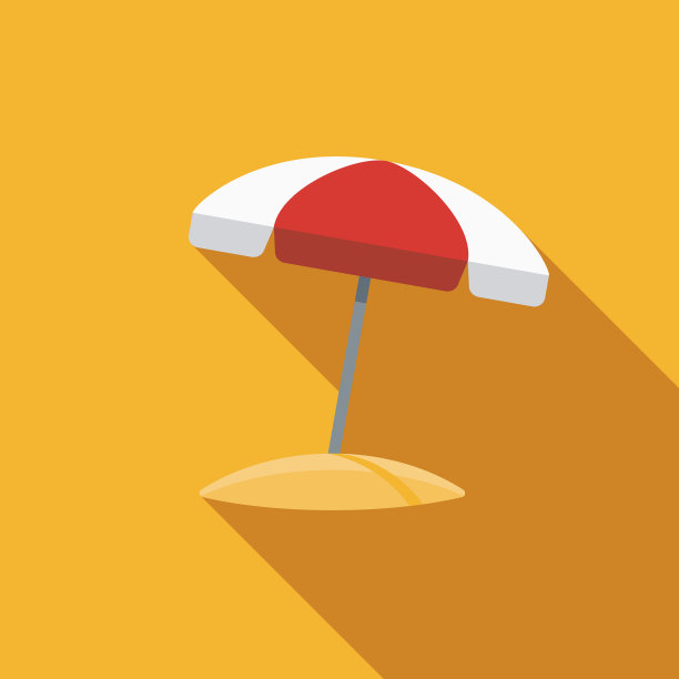 沙滩伞平设计夏季图标与侧影图片下载