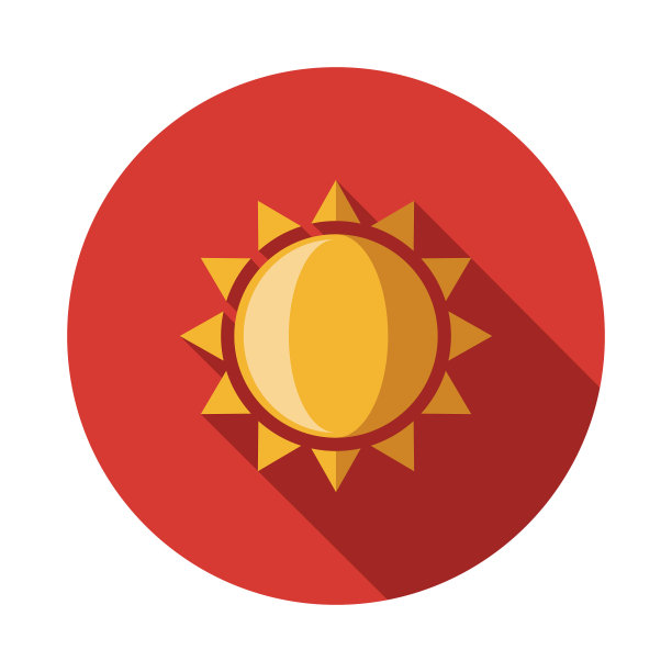 太阳平面设计夏季图标与侧影图片下载