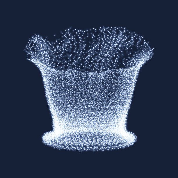 动态粒子数组。3D技术风格。抽象的背景。矢量插图。图片下载