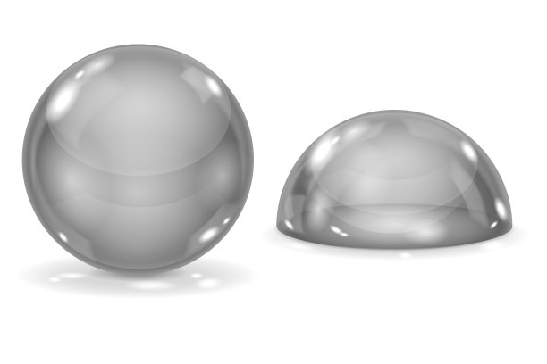 玻璃球和蓝色圆顶。灰色球和半球图片下载