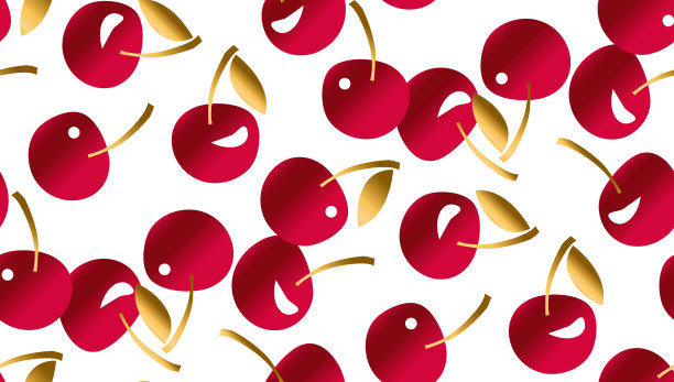 樱桃无缝图案上的黑色背景。矢量插图。图片下载