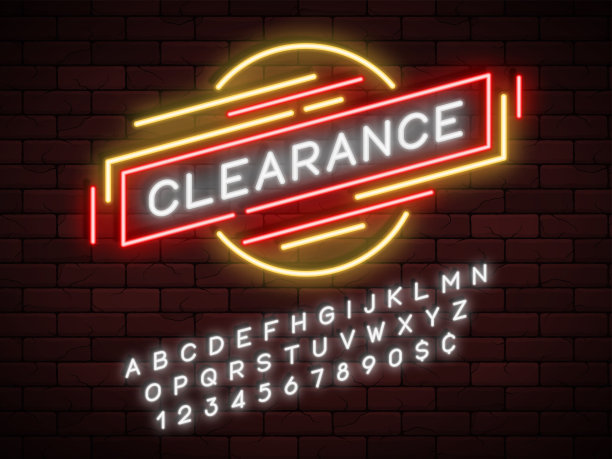 霓虹灯线性促销彩带横幅，价格标签，折扣图片下载