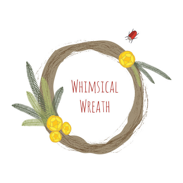 有花和虫子的异想天开的婚礼花环图片下载