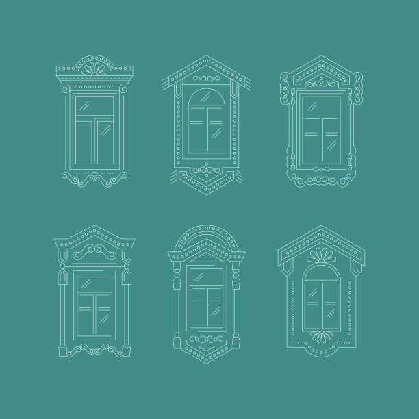 复古窗口图标，窗口复古框架。孤立的细线图标，矢量插图图片下载