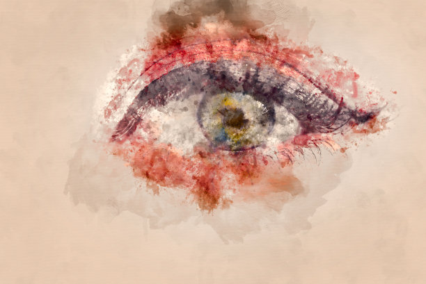 眼睛水彩画图片下载
