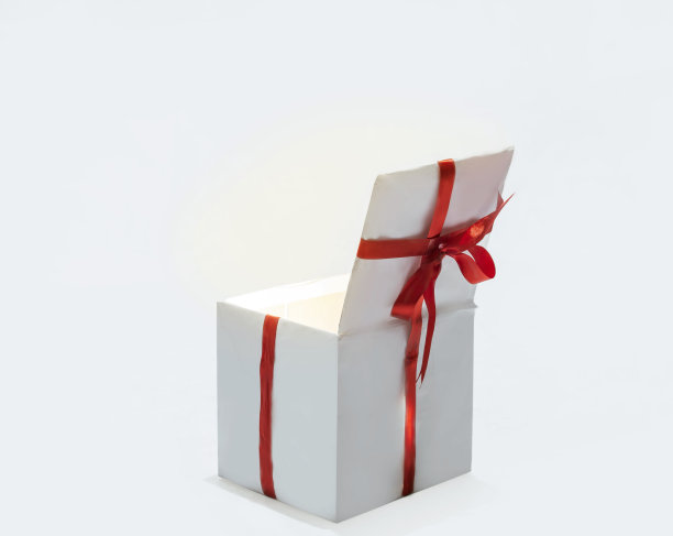 漂亮的白色盒子与红色丝带与购买图片下载