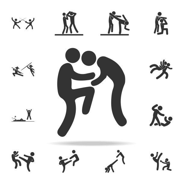 下意识的图标。一组Cfight和拳击元素图标。优质的平面设计。标志和符号收集图标为网站，网页设计，移动应用程序图片下载