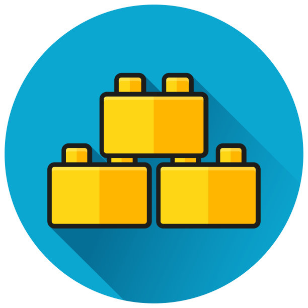 方块圈蓝色平坦图标图片下载