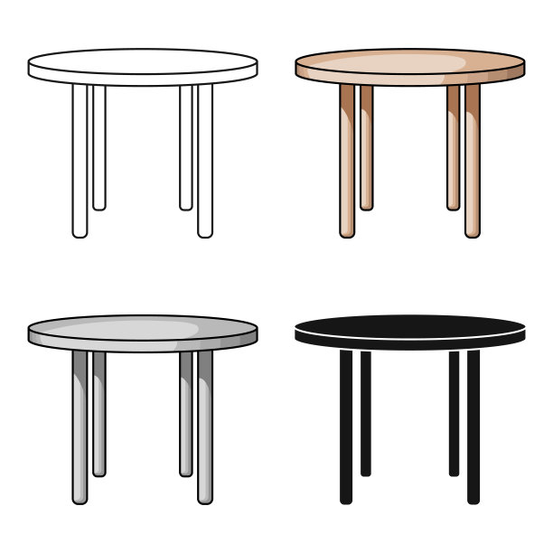 木制圆桌图标在卡通风格孤立的白色背景。家具和家居室内符号股票矢量网络插图。图片下载