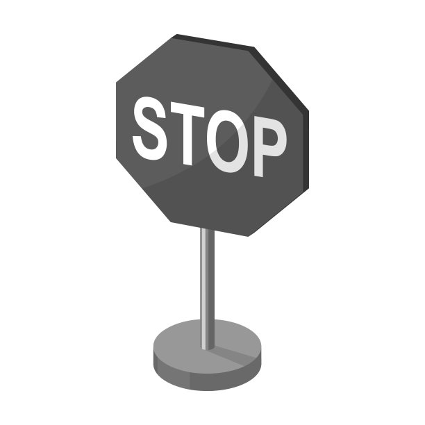 停止路标图标在单色风格孤立的白色背景。道路标志符号股票网络矢量插图。图片下载
