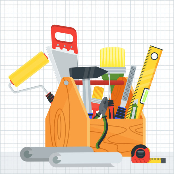 附有施工工具的海报图片下载