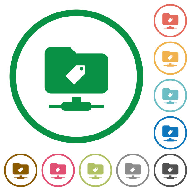 带有轮廓的FTP标签平面图标图片下载