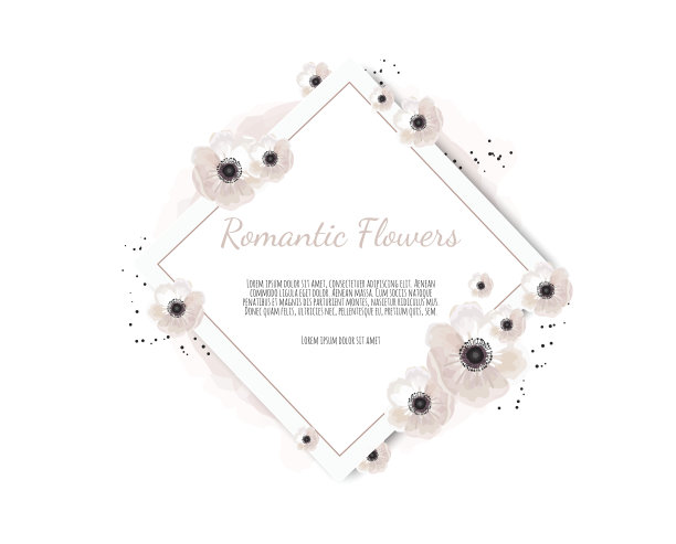 带花的复古标签。带有拷贝空间的框架边框图片下载