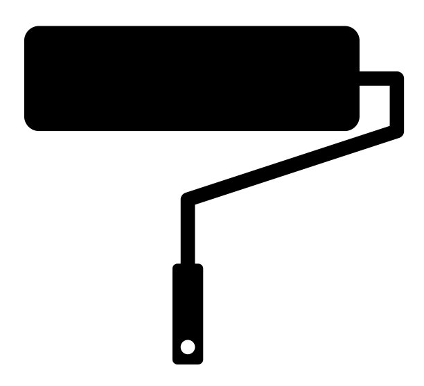 油漆滚轮图标上的白色背景。油漆滚筒的迹象。平的风格。油漆刷的迹象。图片下载