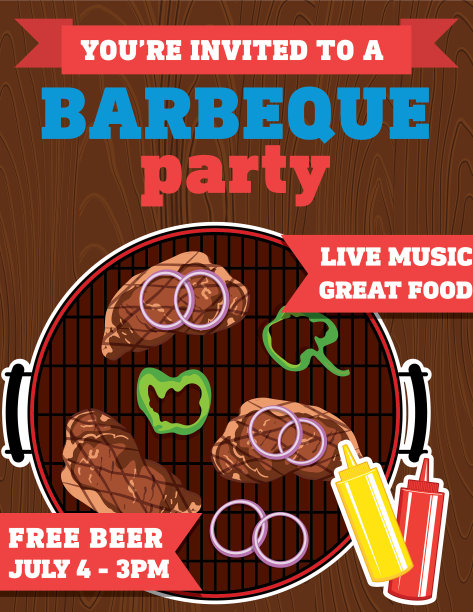 烧烤派对邀请或背景图片下载