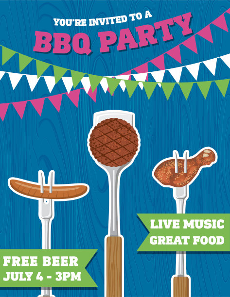 烧烤派对邀请或背景图片下载