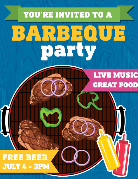 烧烤派对邀请或背景图片下载