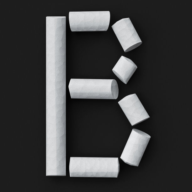 白色黑板粉笔在粗糙的黑板上组装大写字母B, 3D渲染字体图像图片下载