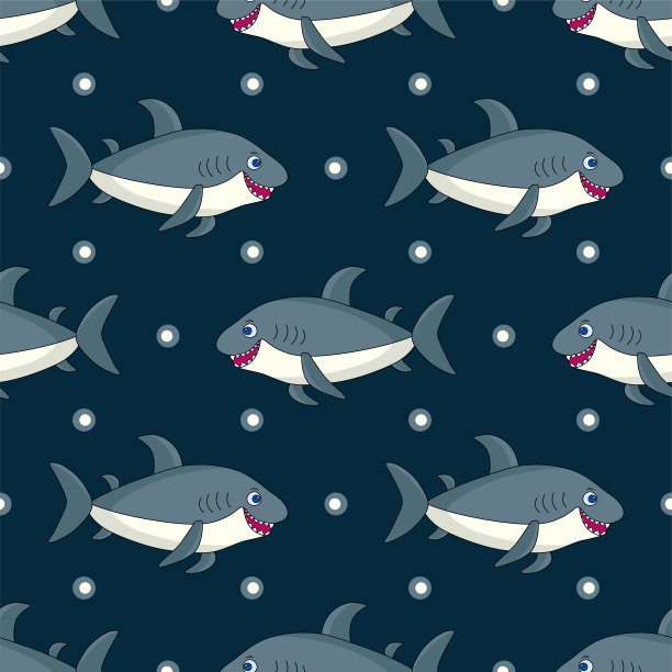 图案与灰色卡通鲨鱼图片下载