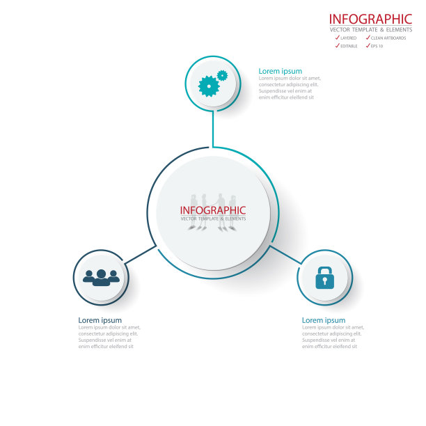 矢量圆箭头信息图集。元素信息图，图表模板，图表，演示和图表。带有选项、部件、步骤或流程的业务概念。抽象的背景。图片下载