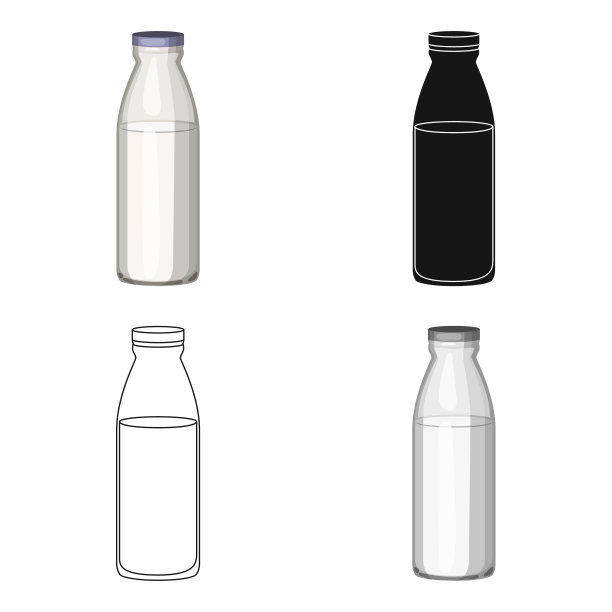 玻璃奶瓶图标卡通风格孤立在白色背景。牛奶产品和甜蜜的象征股票网络矢量插图。图片下载