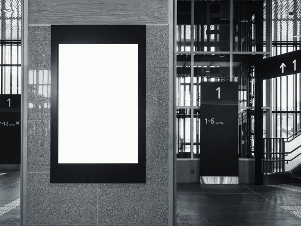 模拟横幅室内建筑媒体灯箱广告图片下载