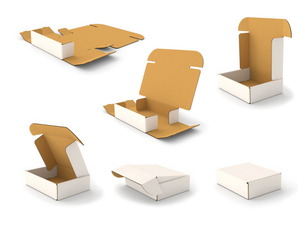 3D插图-现实瓦楞纸箱图片下载