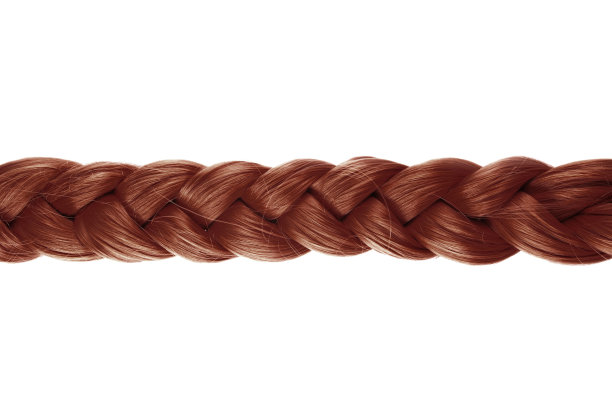 孤立在白色背景上的棕色头发的金色辫子或辫子图片下载