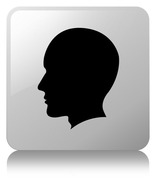 头部男性面部图标白色方形按钮图片下载