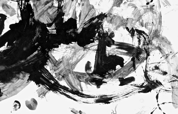 抽象丙烯酸手绘背景。时尚和美丽。孤立在白色背景上。黑色和白色。关闭了。图片下载