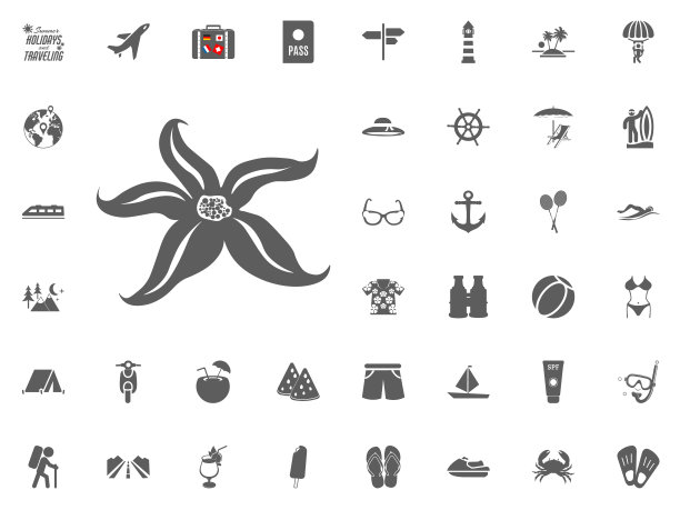 星鱼图标。暑假和旅游矢量图标集。图片下载