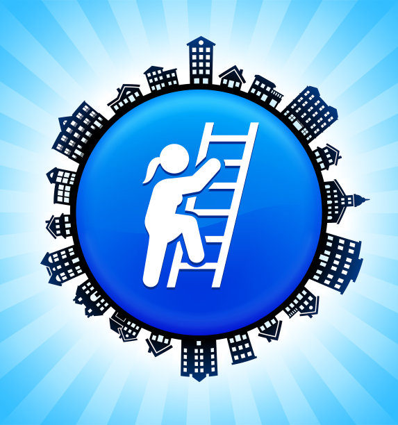 成功的阶梯在农村城市景观天际线背景图片下载