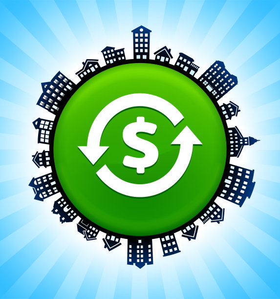 货币流通的农村城市景观天际线背景图片下载