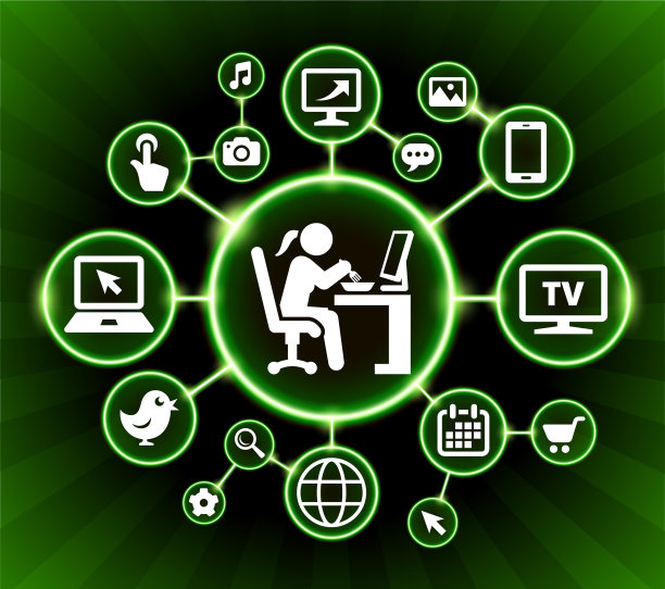 商业妇女工作互联网通信技术暗按钮背景图片下载