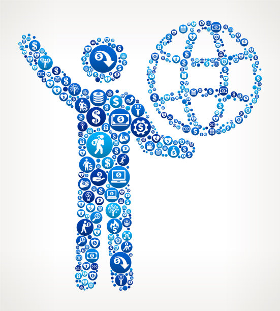 Stick Figure carry Globe Money蓝色图标图案背景图片下载
