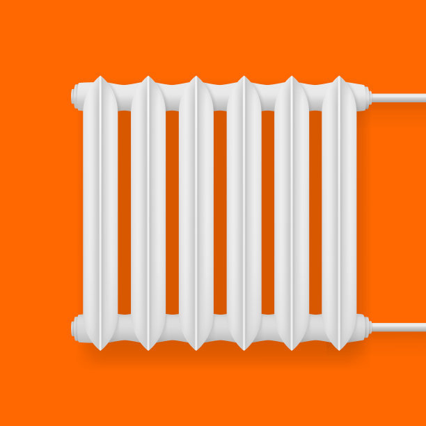 现实详细的3d白色复古金属供暖散热器。向量图片下载