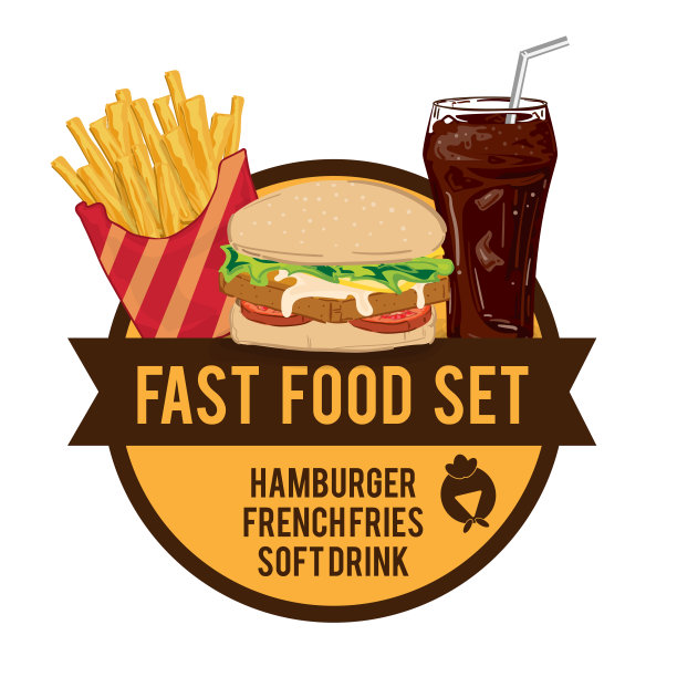 菜单快餐设计图形套装汉堡包薯条软饮料图片下载