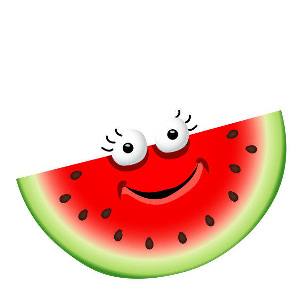 有趣可爱的卡通西瓜角色。矢量插图，孤立，剪贴艺术上的白色背景图片下载