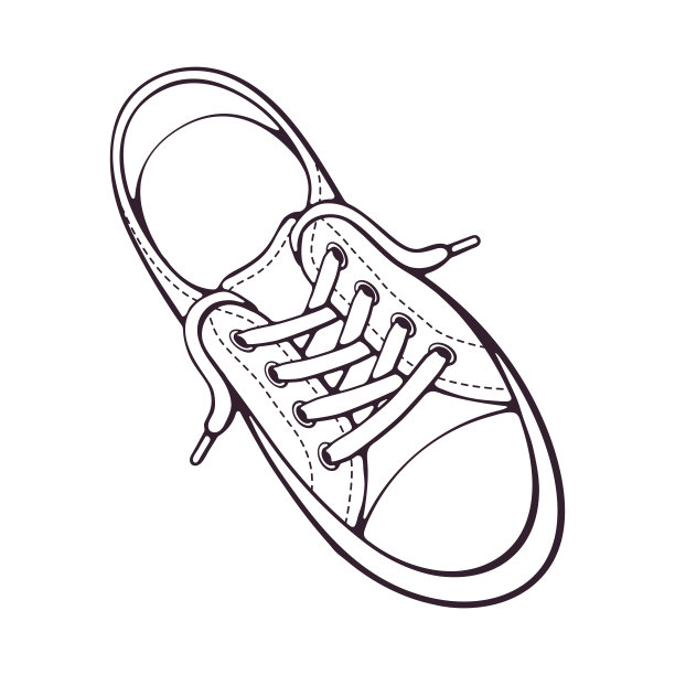 Doodle of one textile sneaker with rubber toe and loose花边图片下载