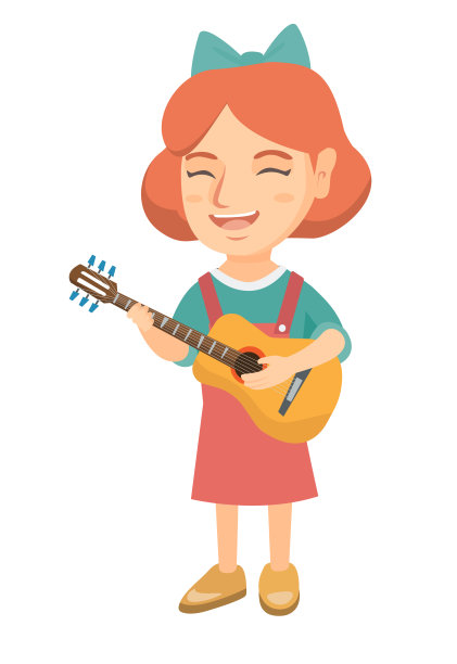 一个白人女孩一边唱歌一边弹吉他图片下载