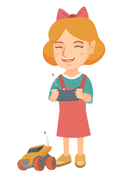 一个白人女孩在玩遥控车图片下载