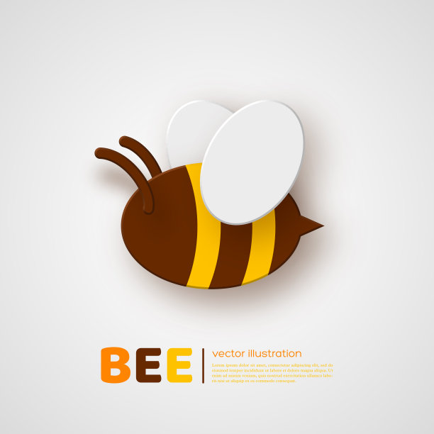 剪纸风格蜜蜂。用于养蜂和蜂蜜产品设计的元素。白色背景，矢量插图。图片下载
